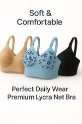 Pack Of 3 Non-Padded Lycra Net Bra – Perfect Support & Breathable Fabric
